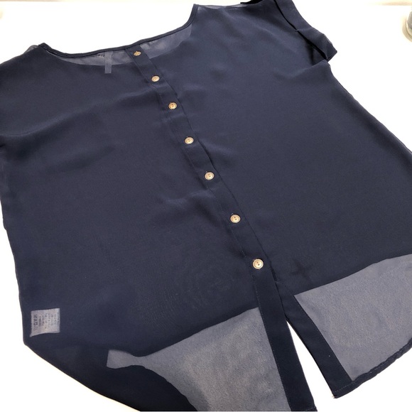 Live 4 Truth Sheer Navy Blouse/Top, Sz L - Picture 5 of 11